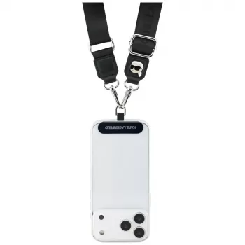 Karl Lagerfeld Universal Strap Tether Patch with Metal Logo - Black