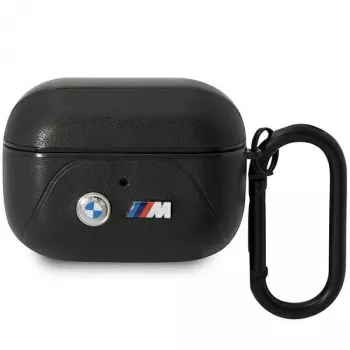 BMW AirPods Pro Leather Cover with Curved Line Design - Black