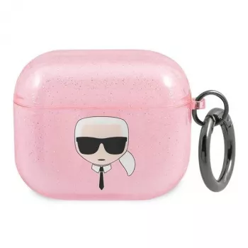 Karl Lagerfeld KLA3UKHGP Glitter Karl's Head AirPods 3 Case - Pink