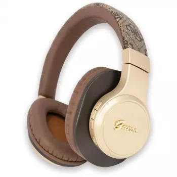 GUESS 4G Script Metal Logo Wireless On-Ear Headphones Bluetooth 5.3 Brown