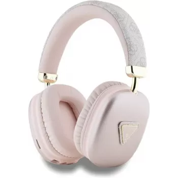 GUESS PU Leather 4G Triangle Logo Bluetooth Stereo Headphone Pink