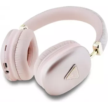 GUESS PU Leather 4G Triangle Logo Bluetooth Stereo Headphone Pink