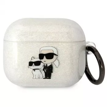 Karl Lagerfeld KLA3HNKCTGT AirPods 3 Cover Transparent Glitter Karl & Choupette