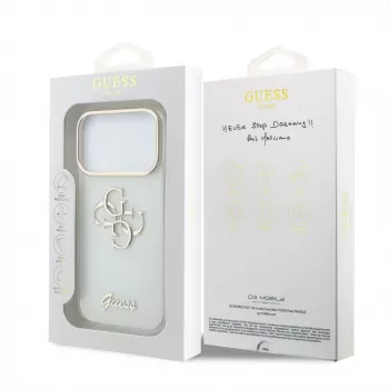 GUESS 4G Script Metal Protective Case for iPhone 18 Pro Max / 17 Pro Max - White