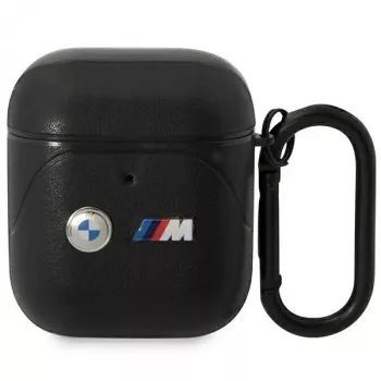 BMW BMA222PVTK Genuine Leather Curved Line Case for Apple AirPods 1st & 2nd Gen - Black