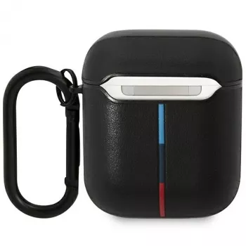 BMW BMA222PVTK Genuine Leather Curved Line Case for Apple AirPods 1st & 2nd Gen - Black
