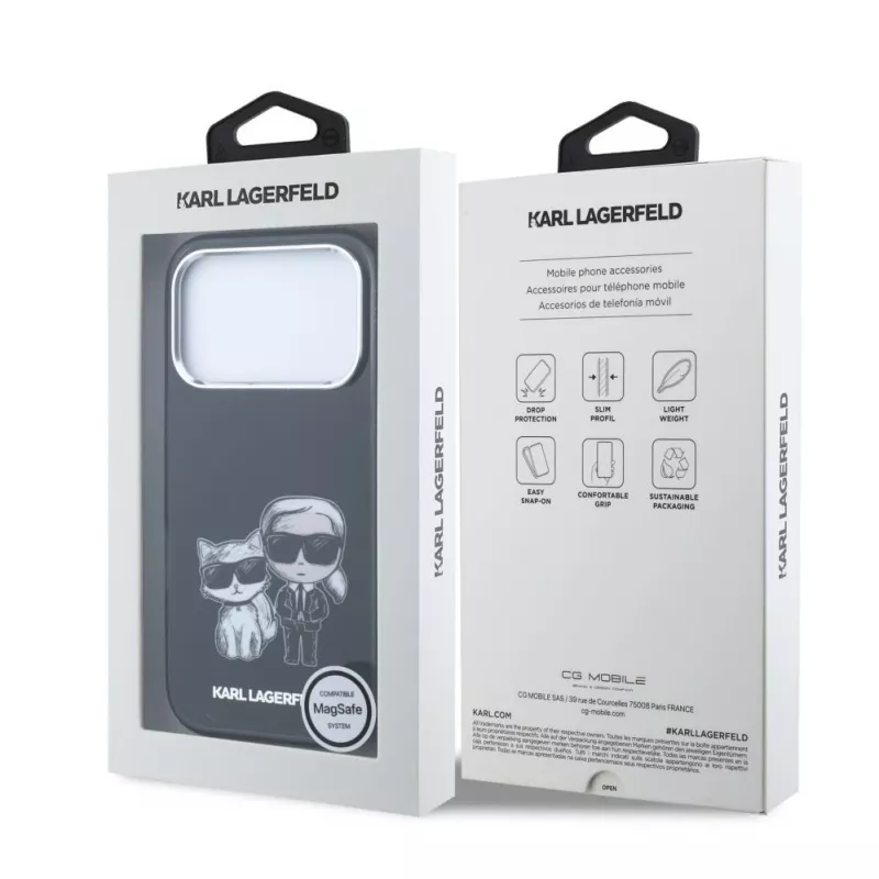 Karl Lagerfeld IML Karl & Choupette Bodies Sketch Print MagSafe Case for iPhone 18 Pro / 17 Pro - Black