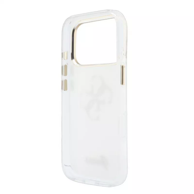 GUESS IML 4G Script Metal Case for iPhone 15 Pro, White