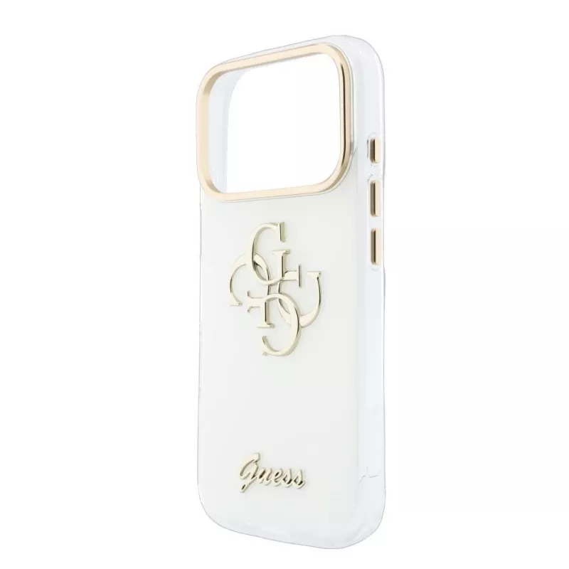 GUESS IML 4G Script Metal Case for iPhone 15 Pro, White