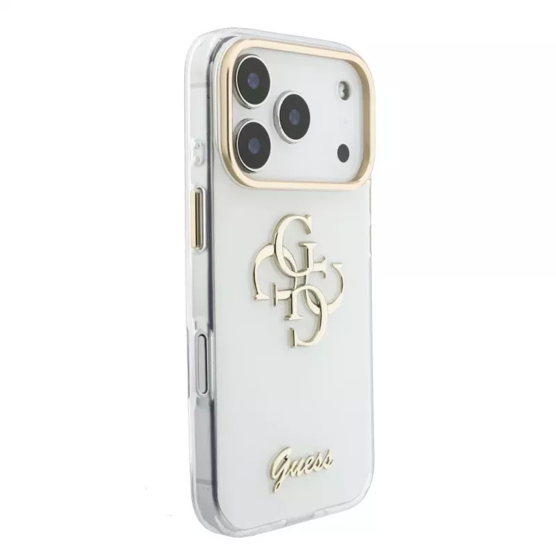 GUESS IML 4G Script Metal Case for iPhone 15 Pro, White