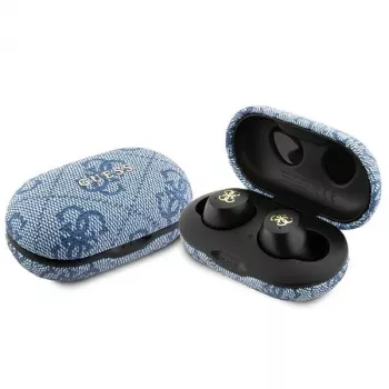GUESS GUTWSP4EGB True Wireless Bluetooth Earbuds with Charging Dock, ENC, Blue Metal