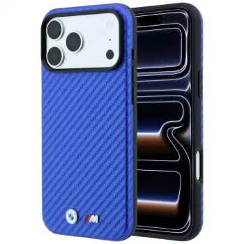 BMW M Carbon Metal Logo MagSafe Case for iPhone 18 Pro Max / 17 Pro Max - Blue