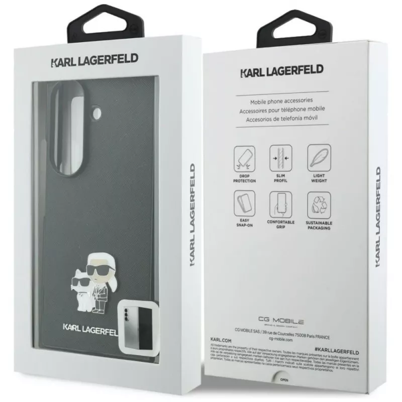 Karl Lagerfeld Saffiano Karl & Choupette Pin Case for Samsung Galaxy Z Fold 8 Ultra - Black