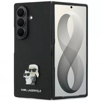 Karl Lagerfeld Saffiano Karl & Choupette Pin Case for Samsung Galaxy Z Fold 8 Ultra - Black