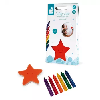 Janod Bath Crayons Set of 6, Washable, 18m+ | J04725