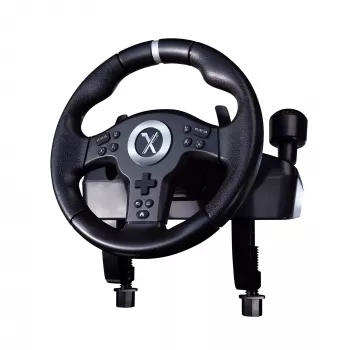 PIXMINDS LEXIP XDRIVE-350 Multiplatform Force Feedback Racing Wheel with 270° Rotation, Dual Vibration Motors, Paddle Shifters, 2-Pedal Set, and Wired USB for PC, PlayStation, Xbox, and Nintendo Switch