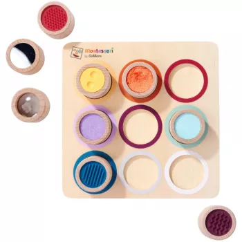 Eichhorn Montessori Sensory Board – 6 Tactile Textures, Birch Wood, Ages 12m+