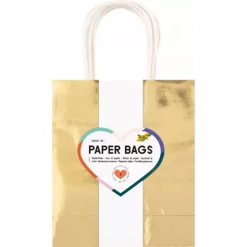 Folia Paper Bags Gold M Glossy 7 Pieces