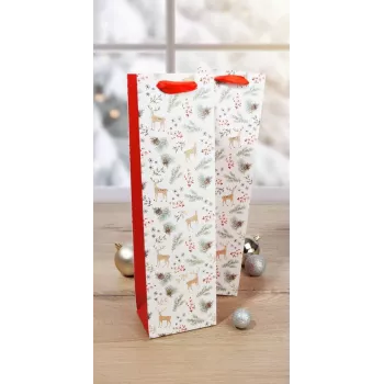 SIGEL GT134 Christmas Watercolor Bottle Gift Bags, Large, Red/White, Set of 5