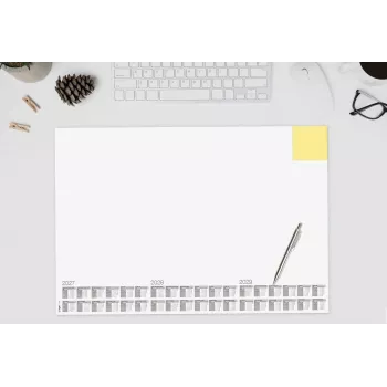 SIGEL H7490 3-Year Calendar Desk Pad, 59.5 x 41 cm, 40 Sheets, White with Grey Print, Non-Slip Cardboard Backing