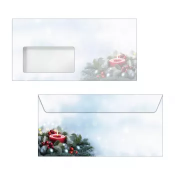 Sigel 50 Christmas Envelopes Candlelight Cheer DIN Long with Self-Adhesive Closure