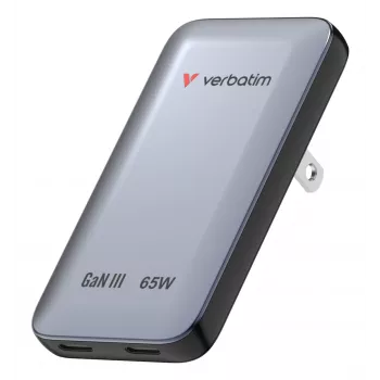 Verbatim Slim GaN Charger 2 Port 65W (EU/UK/US) Grey