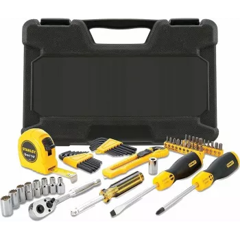 STANLEY STMT0-74864 51-Piece Tool Set with 1/4 inch & 1/2 inch Drive Sockets, Combination Wrenches, Blow-Moulded Case