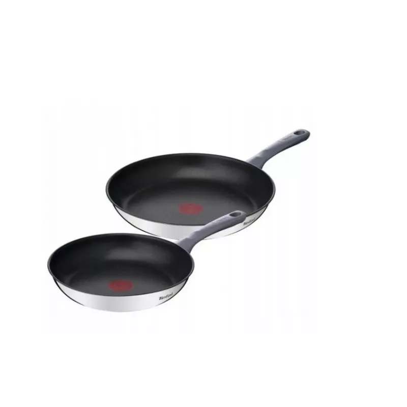 Tefal Daily Cook G7132S55 Stainless Steel Frying Pan Set 24/28 cm, Titanium Non-Stick, Induction, Thermo-Signal