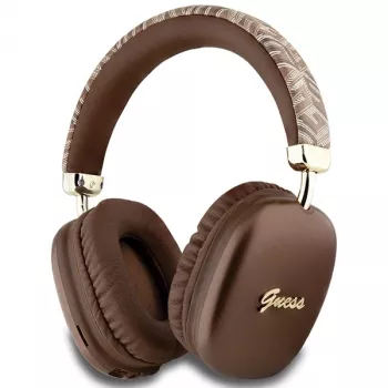 GUESS Gcube Metallic Script Logo On-Ear Bluetooth Headphones Brown