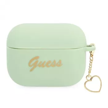 GUESS GUAPLSCHSN AirPods Pro Cover Green Silicone Charm Heart Collection