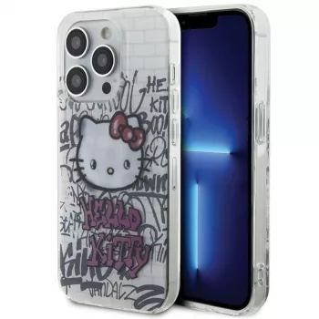 Hello Kitty HKHCP15LHDGPHT iPhone 15 Pro Hardcase IML Kitty On Bricks Graffiti White