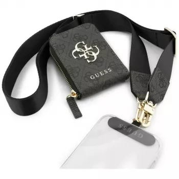 GUESS 4G Metal Logo Universal Crossbody Phone Strap Small Purse Black