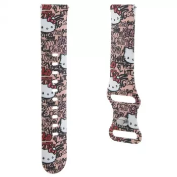 Hello Kitty Universal Silicone Watch Strap with Graffiti Tags Pattern, Pink, 20mm