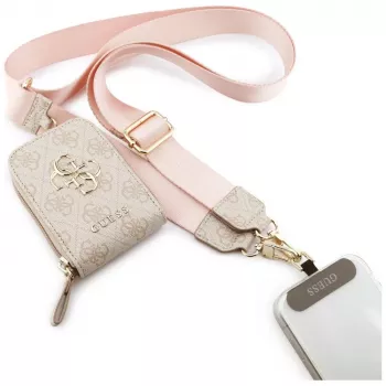 GUESS 4G Metal Logo Universal Crossbody Phone Strap Small Purse - Pink
