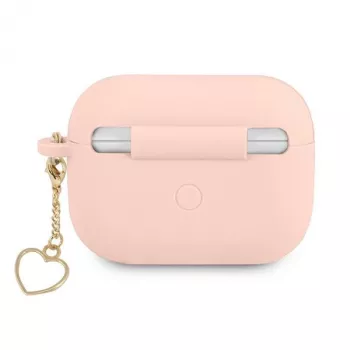 GUESS AirPods Pro Cover Pink Silicone Charm Heart Collection