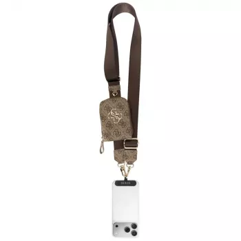 Guess 4G Metal Logo Universal Crossbody Phone Strap Small Purse - Brown