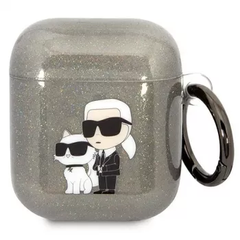 Karl Lagerfeld KLA2HNKCTGK AirPods 1/2 Cover Black Glitter Karl & Choupette