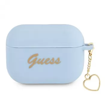 GUESS AirPods Pro Cover Blue Silicone Charm Heart Collection