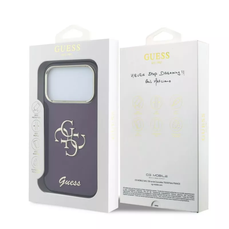 GUESS 4G Script Metal Back Cover Case for Apple iPhone 18 Pro / 17 Pro - Burgundy