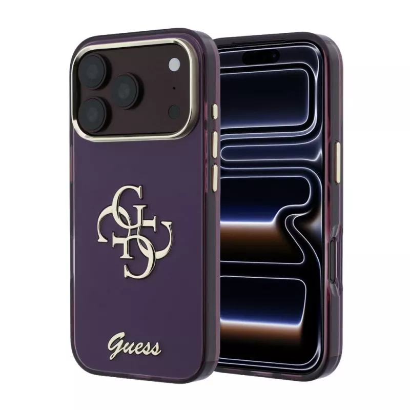 GUESS 4G Script Metal Back Cover Case for Apple iPhone 18 Pro / 17 Pro - Burgundy