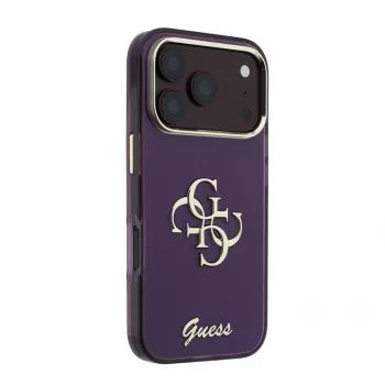 GUESS 4G Script Metal Back Cover Case for Apple iPhone 18 Pro / 17 Pro - Burgundy