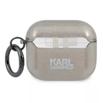 Karl Lagerfeld KLA3UKHGK AirPods 3 Cover Black Glitter Karl's Head