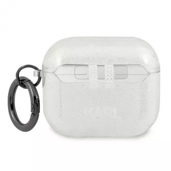 Karl Lagerfeld KLA3UKHGS AirPods 3 Cover Silver Glitter Karl's Head