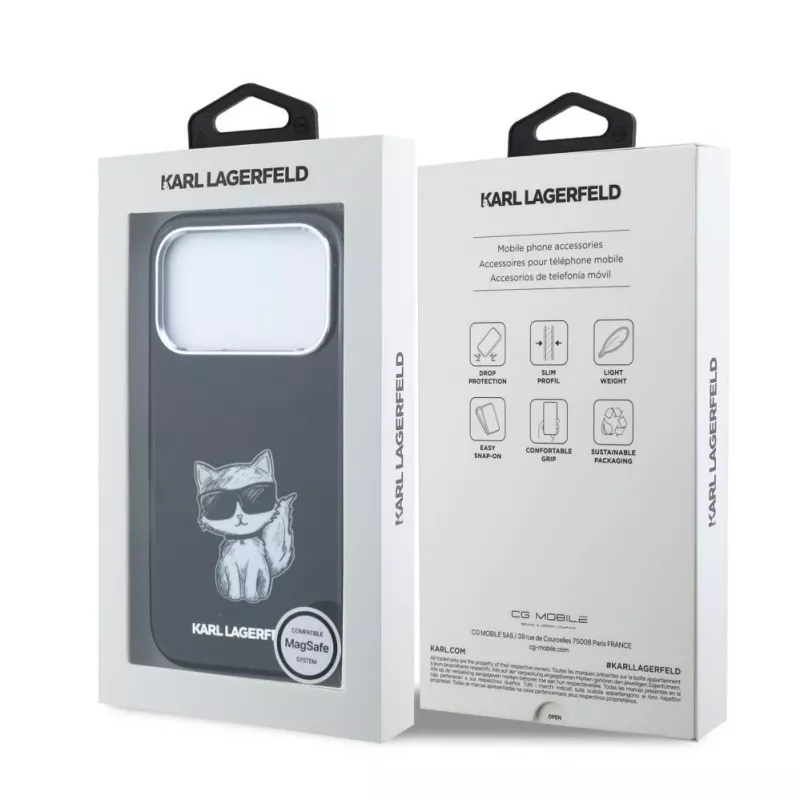 Karl Lagerfeld IML Choupette Body Sketch Print MagSafe Case for iPhone 18 Pro Max / 17 Pro Max - Black
