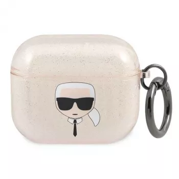 Karl Lagerfeld KLA3UKHGD AirPods 3 Case Glitter Gold Karl's Head