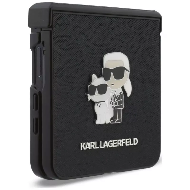 Karl Lagerfeld Karl & Choupette Saffiano Pins Case for Samsung Galaxy Z Flip5 - Black