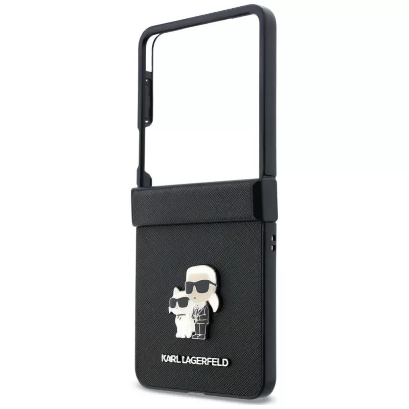 Karl Lagerfeld Karl & Choupette Saffiano Pins Case for Samsung Galaxy Z Flip5 - Black