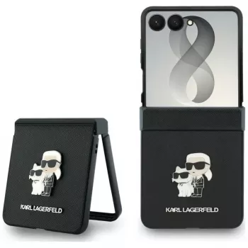 Karl Lagerfeld Karl & Choupette Saffiano Pins Case for Samsung Galaxy Z Flip5 - Black