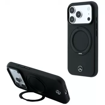 Mercedes Leather Case with Ring Stand MagSafe for iPhone 18 Pro Max / 17 Pro Max - Black