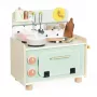 Janod Shiny Grandma Wooden Play Kitchen with 9 Accessories, Pink/Grey